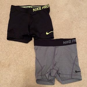 Set of Two Nike Pro Spandex Shorts